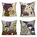Poszewki na poduszki, sofa Boże Narodzenie poszewki na poduszki zestaw 4, lniana poszewka na poduszkę, buduar kota poszewka na poduszkę jeleń, puszyste pokrowce na poduszki na krzesło zestaw beżowy, poszewka na poduszkę, zielone poszewki na poduszkę. Fioletowy_60 x 60 cm