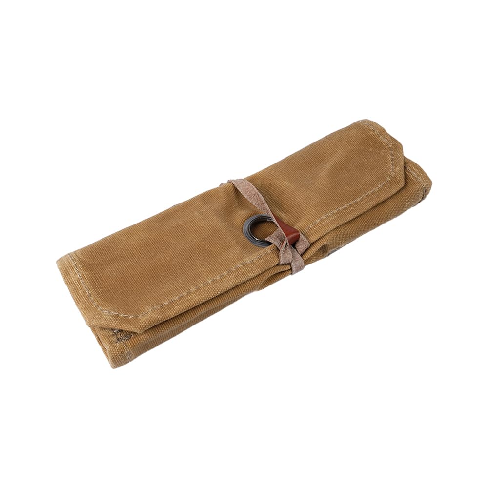Ieron Waxed Canvas Roll-Up Pouch, 10-Pocket Hand Tools Organizer, Portable Screwdriver & Wrench Storage Bag - Image 4