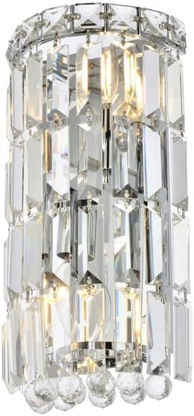 Elegant Lighting Maxim Collection 2030W6C/RC 2-Light Wall Sconce with Royal Cut Crystals, Chrome Finish