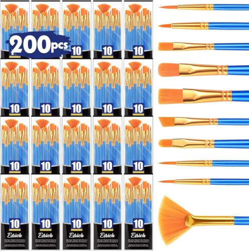 ESRICH 200PCS Paint Brushes, Paint Brush for Acrylic Painting