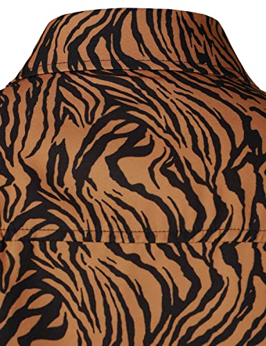 Lucmatton Men's Hipster Short Sleeve Button Down Zebra Animal Print Shirts For Club Rock Party Brown Zebra Xx-Large #TOP3