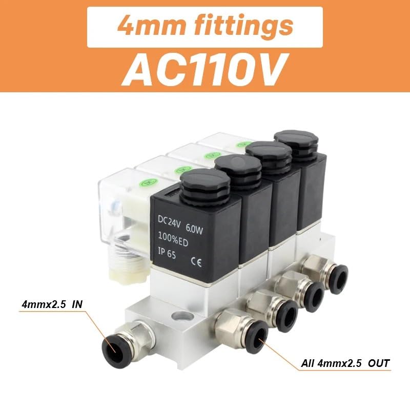 Électrovanne 2V025-06 AC220V pneumatique normalement fermée bloc combiné 4mm