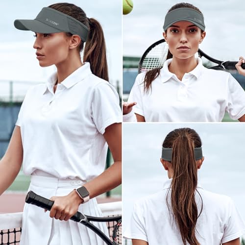 Sukeen Sun Visor Hat, UPF 50+ UV Sun Protective, Running Golf Hat, Cooling Elastic Visor with Breathable Sweatband, Sport Cap for Tennis Cycling Gery Grey - Image 6