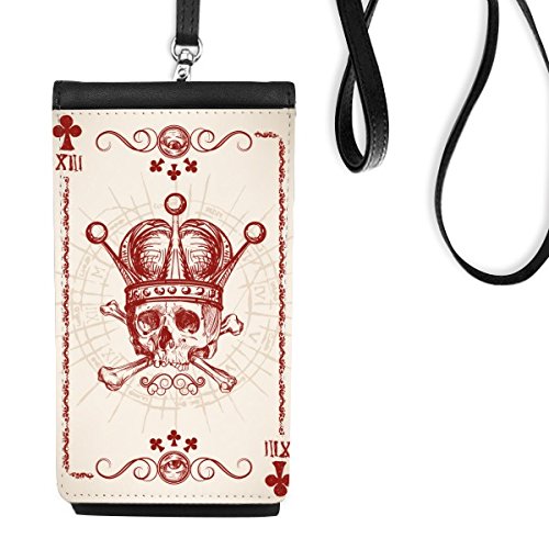 Étui téléphone suspendu cuir noir anti-perte pochette carte poker