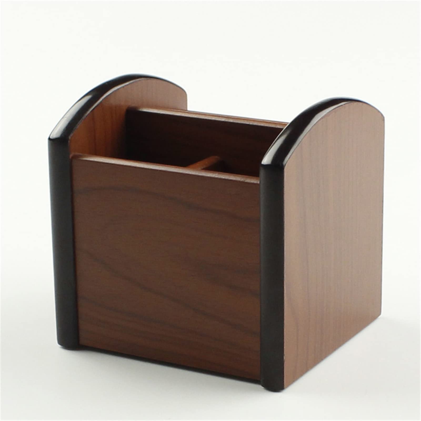 Portalápices de Madera para Escritorio, Organizador de Suministros de Oficina, Vaso para bolígrafos (marrón, 9,9 x 8,9 x 9,8 cm)