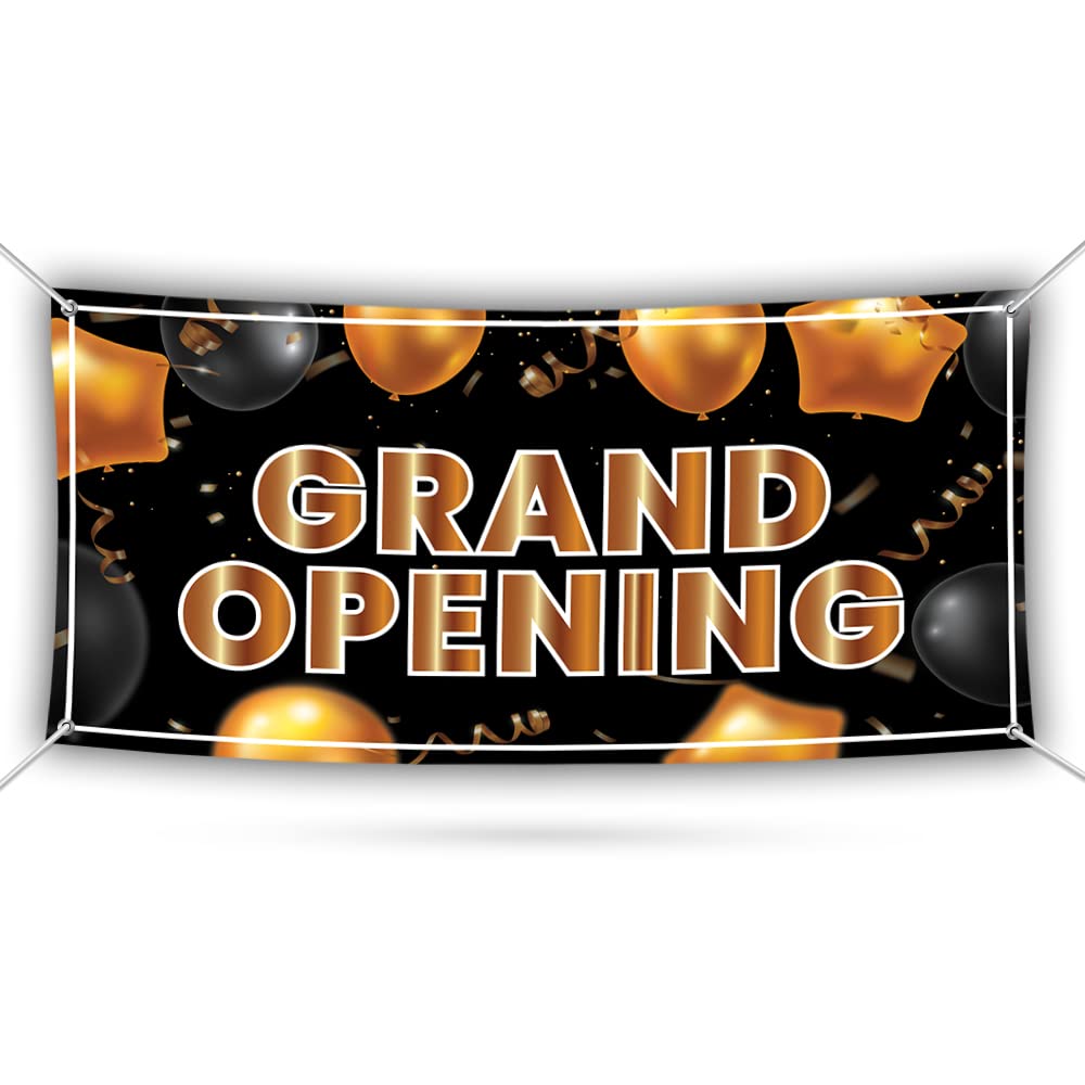 Grand Opening Banner Sign - 13 Oz Heavy Duty New Store Grand Opening Banner, Grand Opening Party Vinyl Banner with Metal Grommets, VP3191