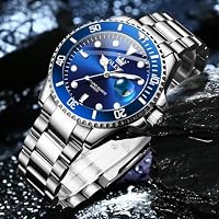 OLEVS Silver Watches for Men Blue Luxury Nice Analog Quartz Stainless Steel — image 4