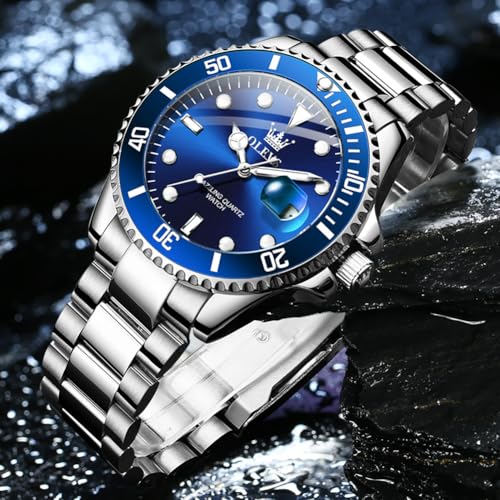 Image of OLEVS Luxury Watches for Men Dress Big Face Stainless Steel Analog Quartz