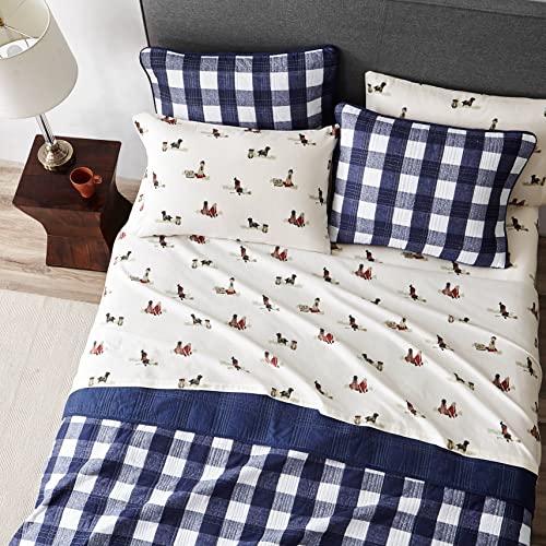 Image of Eddie Bauer - Flannel Sheets Queen Size, Anti-Pilling & Wrinkle Resistant Cotton, Bed Sheets with Matching Pillowcases & Fitted Sheet (Retriever Adventure Ivory)