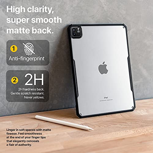 Tineeowl Ipad Pro 12.9 Inch Case 2022, 2021, 2020, 2018 (6Th, 5Th, 4Th & 3Rd Generation) Ultra Thin Matte Clear, Supports Apple Pencil Wireless Charging, Absorbs Shock (Black/Matte Back) #TOP1