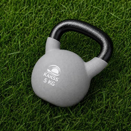Image of Kakss Half Coating Neoprene Kettlebell (2kg to 40kg)(Proudly Made in India) (5kg, Grey)