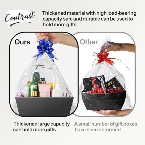 Geschenkkorb Leer Pappe, Geschenkkörbe Leer Groß – Weihnachten Geschenkbox – Geschenkverpackung Box für Valentinstag Geschenke [10er-Pack schwarz]