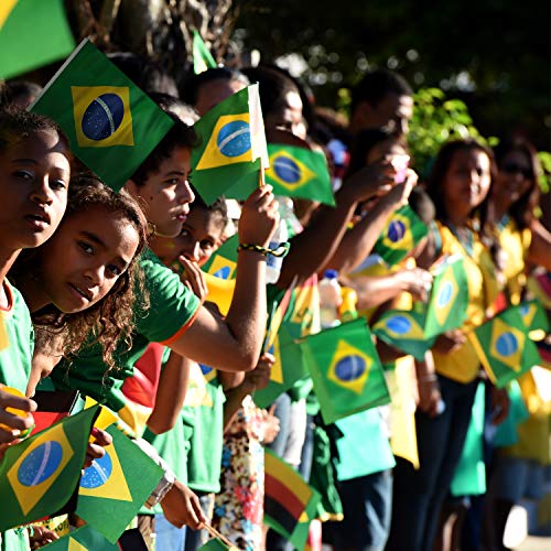 Bandeira Brasil Stick, ANLEY Mini Bandeira HandHeld brasileira de 5x8 polegadas com Poste sólido bra