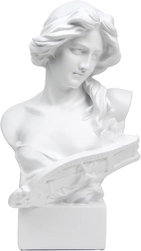 Norrclp Estatua griega de la diosa musical, busto de cabeza romana clásica, escultura de mitología griega para sala de estar, decoración de estantes