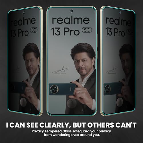 Image of ArmourPro UV Privacy Tempered Glass Compatible for Realme 13 Pro (6.7 Inch, Pack of 1) Edge to Edge Full SCreen Coverage & Installation Kit | Anti-Spy /Anti-Peeping 9H Hardness