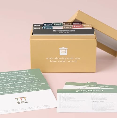 Ppp Meal Planner With 72 Recipe Cards (Slow Cooker) - Weekly Menu Planner | Sturdy Recipe Box | 12 Reusable Grocery Shopping Lists | 5 Blank Recipe Cards | Recipe Card Protector | Recipe Ideas #TOP5