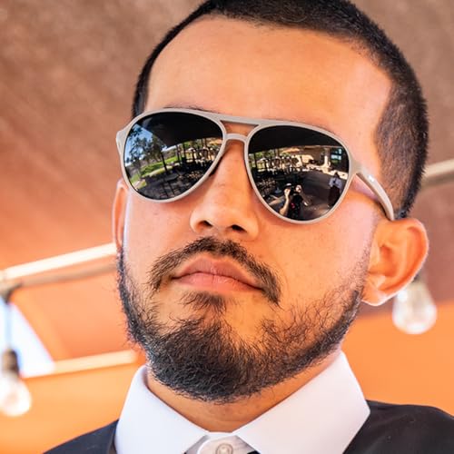 goodr Clubhouse Closeout Polarized Aviator Sunglasses for Men & Women, Large Sized (Mach G), Gray Solid Frame with Black Reflective Lens, UV400 Protection, No Slip, No Bounce3