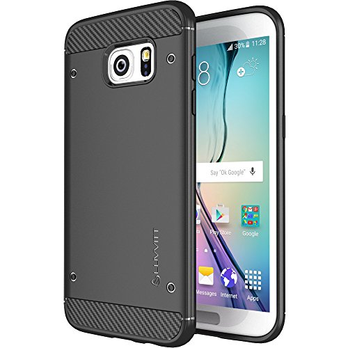 Galaxy S7 Edge Case, LUVVITT [Sleek Armor] Slim Shock Absorbing Flexible Back Cover TPU Rubber Case for Samsung Galaxy S7 Edge - Black