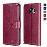 OCASE Samsung Galaxy S7 Edge Hülle Handyhülle [Magnetverschluss][ Premium Leder ][ Standfunktion ][ Kartenfach ] Brieftasche Klappetui Schutzhülle kompatibel für Samsung S7 Edge Cover Burgundy