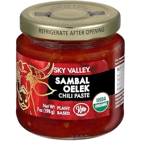 Sky Valley Sambal Oelek Chili Paste - Red Chili Paste, Made with Red Jalapenos & Garlic, Gluten Free, Vegan, Keto, USDA Organic, Non-GMO, Sambal Oelek Sauce, Chili Paste Asian - 7 Oz Cover