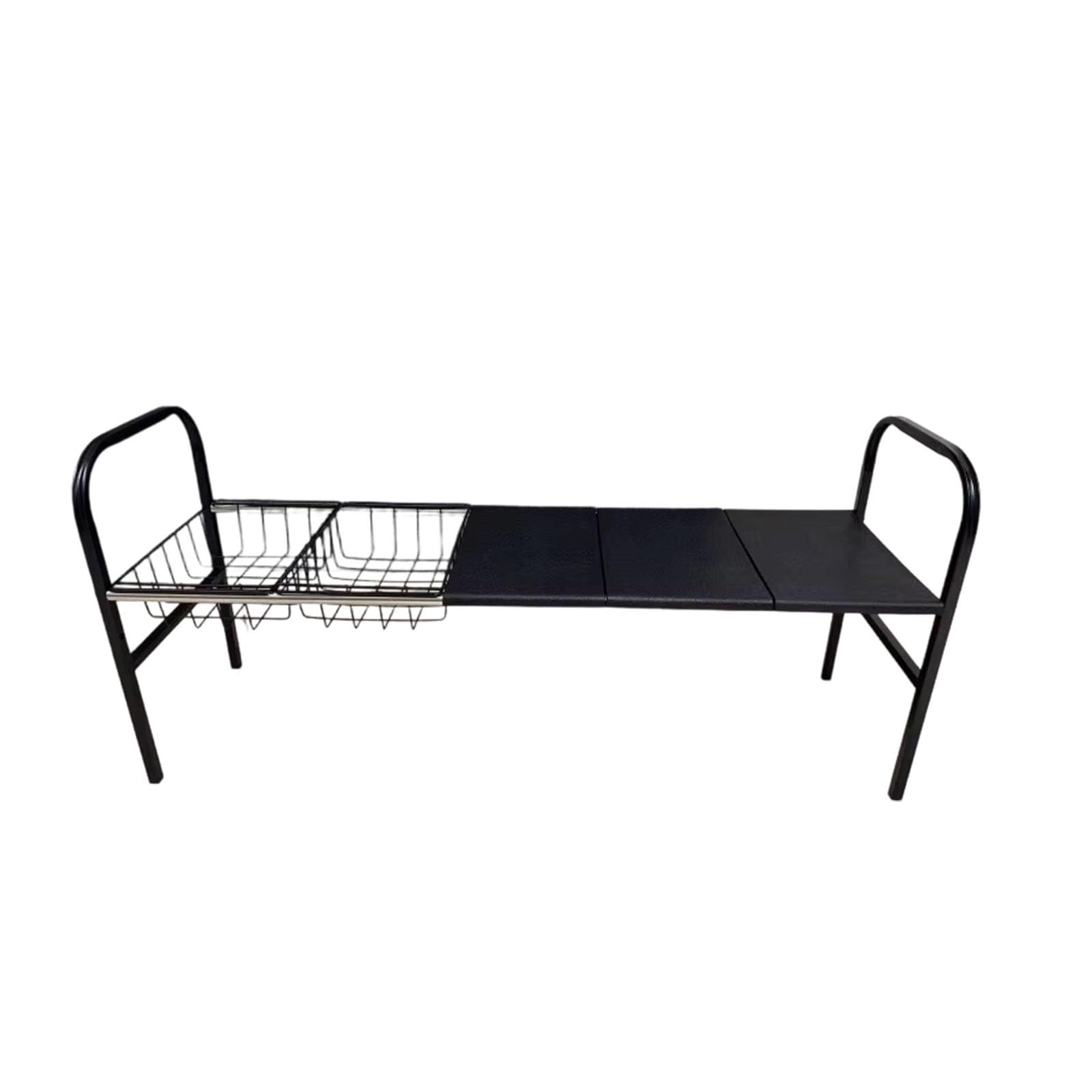 ZEPFJHE Expandable Carbon Steel Kitchen Shelf with 3 Plates 2 Wire Baskets Space Saving Design Store Planner