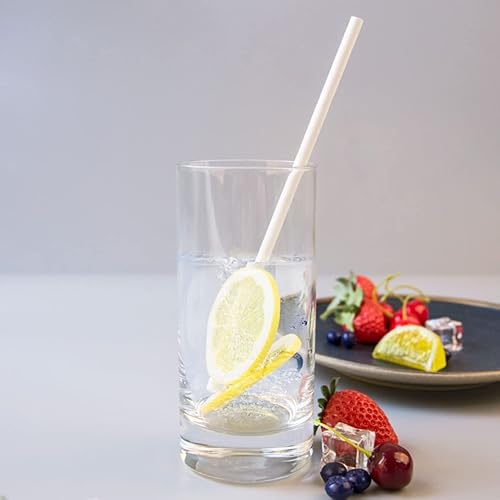 Miniatura 4 de Paquete de 100 pajitas de papel de color blanco biodegradables y amigables para beber a granel para suministros de fiesta, novia/baby shower,