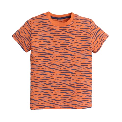 Baby Nation Printed Boys Cotton T-Shirt Casual Short Sleeve (US Age 18 Months 24 Months Tiger/Orange)