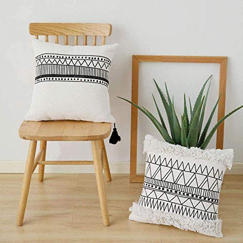 Blue Page SQ1064 Morocco Black And White Tufted Decorative Throw Pillow Covers cover