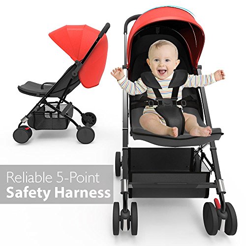 Jovial Portable Folding Baby Stroller (Red) - Thumbnail 2