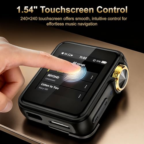 Image of HIFI WALKER H2 Mini MP3 Player with APTX Bluetooth, Hi-Res Audio, Lossless DSD /FLAC, Touch Screen & Wearable Clip, Portable Music Player for Running & Travel, 64GB Memory, Supports up to 512GB