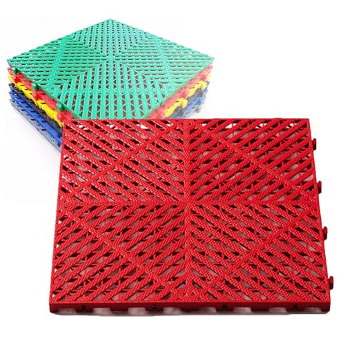 Esteras Entrelazadas Modulares PVC Suave Garaje Sauna Carpa Bañera De Hidromasaje Baldosas For Acampar Al Aire Libre For Uso En Interiores Y Exteriores, Esteras De Drenaje Entrelazadas(Red,40x40x2CM-2