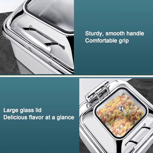 Juego de platos para rozaduras de buffet, calentador de alimentos de acero inoxidable con bandeja de agua para catering, bodas, fiestas, solución elegante y duradera para servir