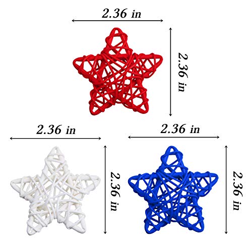 Stmk 15 Pcs 4Th Of July Star Shaped Rattan Balls Decoration, 2.36 Inch Red White And Blue Star Shaped Wicker Balls For 4Th Of July Home Decor Diy Vase Bowl Filler Ornament Wedding Table Decoration #TOP1