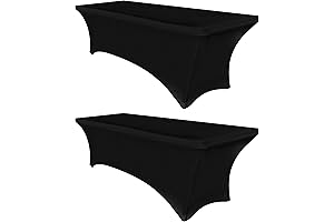 Obstal Spandex Table Covers for Premium Protection and Elegant Table Decor (6ft, Black, 2-pack)