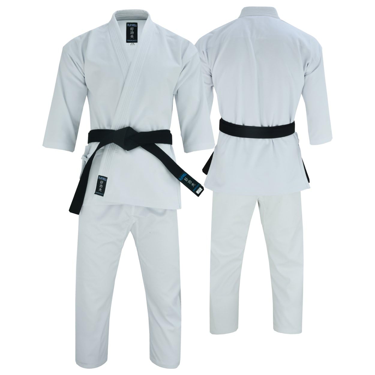 Playwell Adults Karate Premium White Heavy Weight Proffesional Uniform - 14oz (5/180cm)