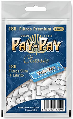 10 Bolsas de filtros de tabaco con 10 librillos de papel (1800 filtros slim 6mm)