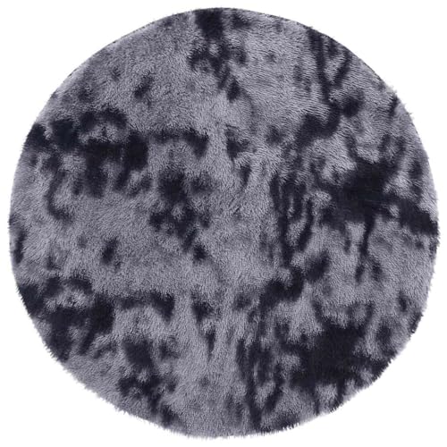 vidaXL Tapis Shaggy à Poils Longs Gris foncé 200x200 cm Polyester, Tapis, Tapis de Chambre, Tapis Moderne, Tapis de Salon, Tapis Moelleux, Tapis Rond