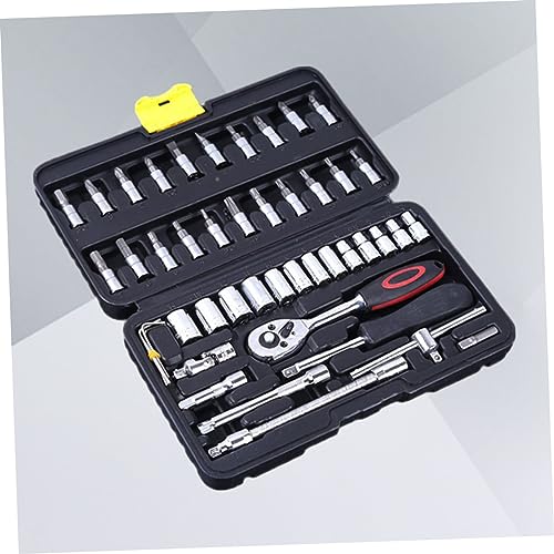 jojofuny Mechanics 46pc Ratchet Wrench Socket Set Pliers Roller Shear Vanadium Steel Car Repair Tool Kit Portable Storage Box Random Color - Image 4