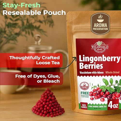 Image of 4 oz. Cowberry Lingonberry Whole Berries Tea (Vaccinium vitis-idaea L) - 113g Dried Lingonberry Tea Arandano Rojo Entero Seco