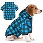 Plaid Dog Sweaters Hoodies Sweatshirts for Dogs Cats, Warm and Soft Cold Weater Coats for Christmas (Blue, Medium)