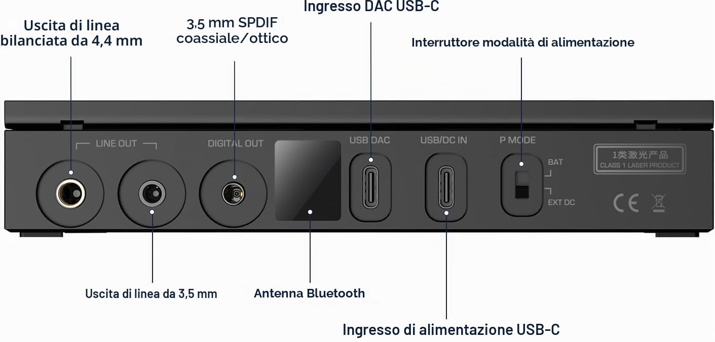 Shanling EC ZeroT lettore CD HiFi portatile, R2R DAC+JAN6418 Tubes, 768kHz/32bit, DSD512, supporto HD Bluetooth, uscite 3.5/4.4mm/coassiale/LINE, CD rippaggio, batteria
