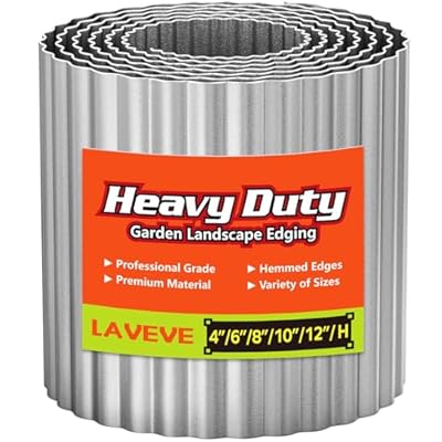 LAVEVE Corrugated Metal Garden Edging - Sturdy Border Perfect for DIY Flower Beds and Landscaping Borders (Silver, 4 Inch x 10FT)