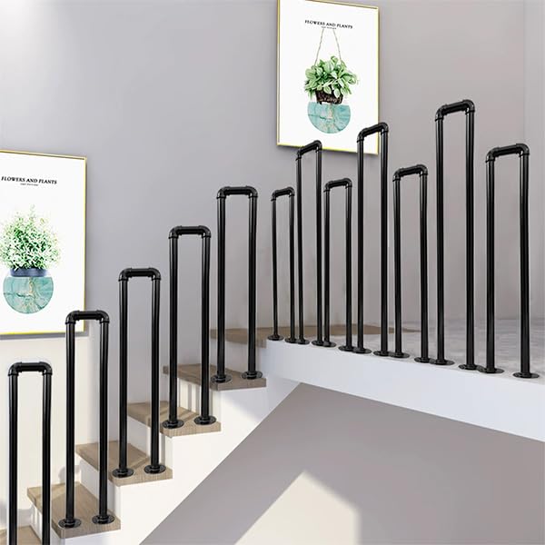 Hggdsac Railing Indoor&Outdoor, U-Shaped Stair Railing, Stainless Steel Stair Railing, Wall Mounted Non-Slip Handrails, for Kids,Elderly,Pregnant Women and People with Limited Mobility, Right Angle