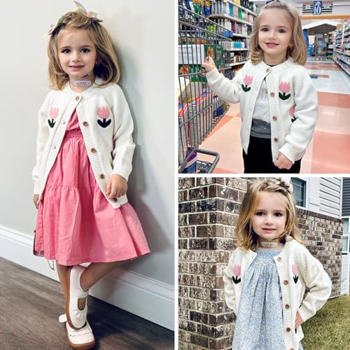 Image of Simplee kids Baby Girl Thin Sweater Solid White Pink Cardigans for Toddler 0-3Years
