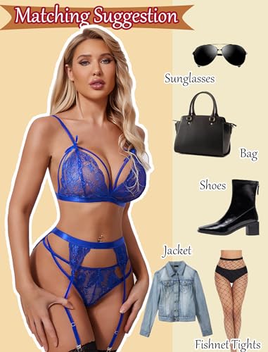 Image of Avidlove Women Lingerie Set Lace Teddy Strap Babydoll Bodysuit with Garter Belts