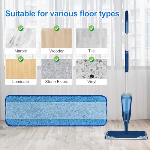 Image of Mop Replacement Pads for Bona, Microfiber Cleaning Pad for Bona, 3 Pack 18 Inch Mop Cleaning Pads for Bona Hardwood & Hard Surface Floors, Reusable & Washable & Microfiber Mop Pads for Bona Mop