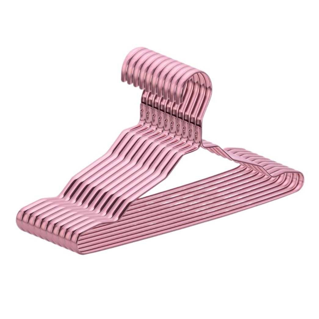 GONMDOPY Coat Hangers,10Pcs Clothes Hanger Alumialloy Coat Hangersslip Drying Rack Wardrobe Space Saver Clothing Rack Suit Hangers/Roze/10Pcs