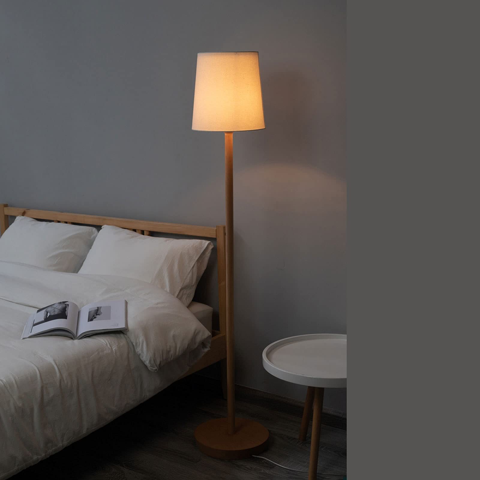 Lampada da Terra Lampada da terra moderna per camera da letto, Stand up lampade da lettura per soggiorno ufficio, illuminazione elegante con paralume in tessuto, lampada a palettoriali, lampada da ter