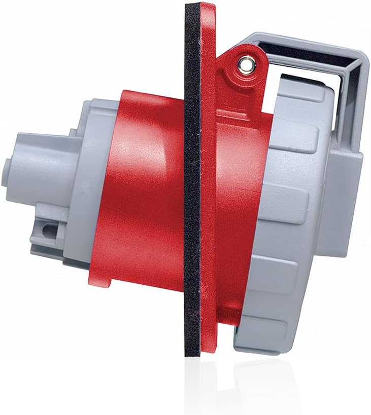 Leviton 430R7W 30 Amp, 480 Volt 3-Phase, 3P, 4W, Outlet North American Pin & Sleeve Receptacle, Industrial Grade, IP67, Watertight - RED
