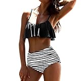 ❥❥ Las correas ajustables en la parte posterior, dando cuerpo apoyo completo, fácil de usar. ❥❥-------Trajes de baño de dos piezas Bikini sexy Mujer Verano 2018 PAOLIAN Ropa de Playa Bañador Tankinis señora Impreso floral y rayas Volantes Sling Ropa de baño ajustable Cintura Alta braguita Deportes acuáticos push-up Bra prime day amazon